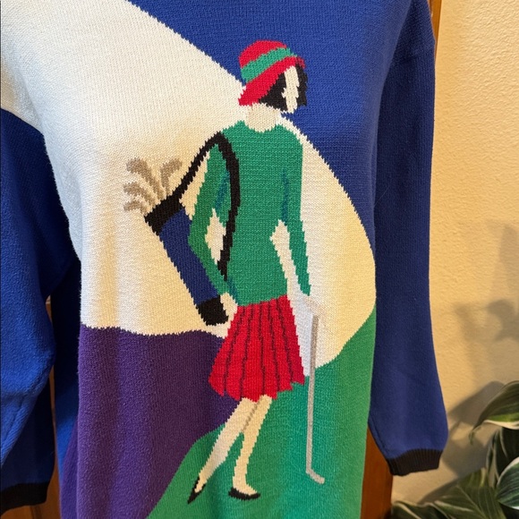 Vintage Pringle Blue and Black Cotton Sweater Size M - Picture 10 of 10